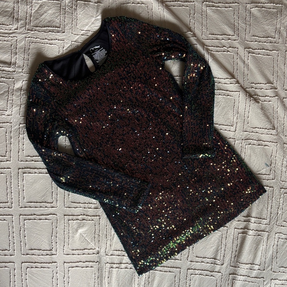 art class Iridescent Sequin Dress - Black with Multicolor Shine